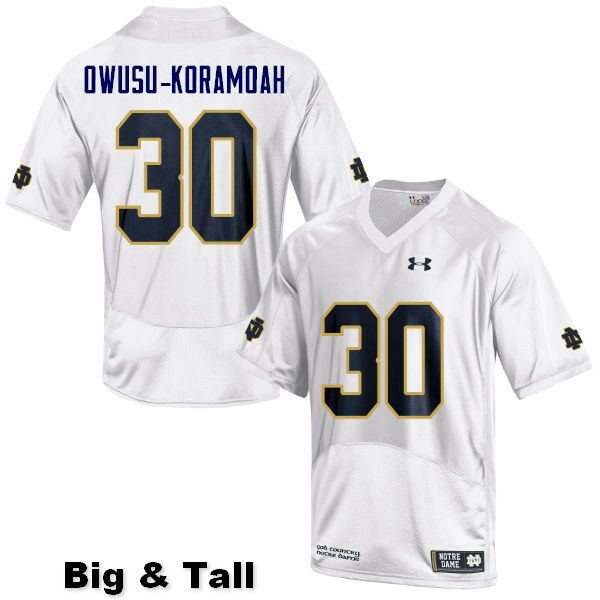 Men's NCAA Notre Dame Fighting Irish #30 Jeremiah Owusu-Koramoah Stitched College Under Armour Authentic White Big & Tall Football Jersey EV10B06YN